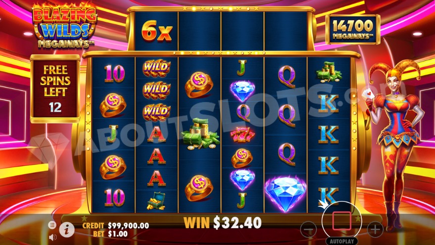 Free spins feature with expanding wilds on the second reel.