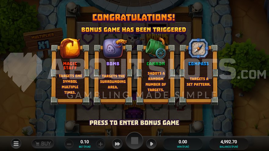 Bone Raiders Bonus Game Activation