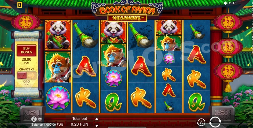 Screenshot of the Book of Panda Megaways base game