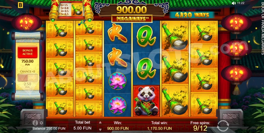 Screenshot of expanding symbols in Free Spins mode in Book of Panda Megaways