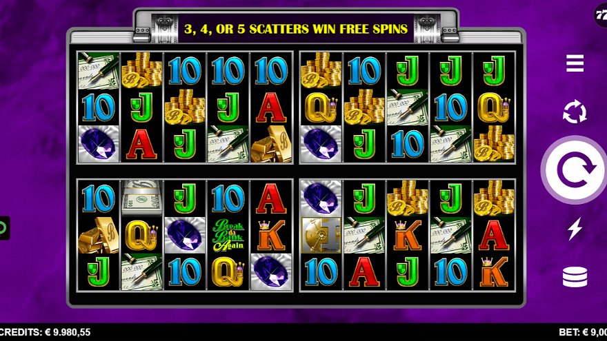 Four game grids, each containing 5 reels.
