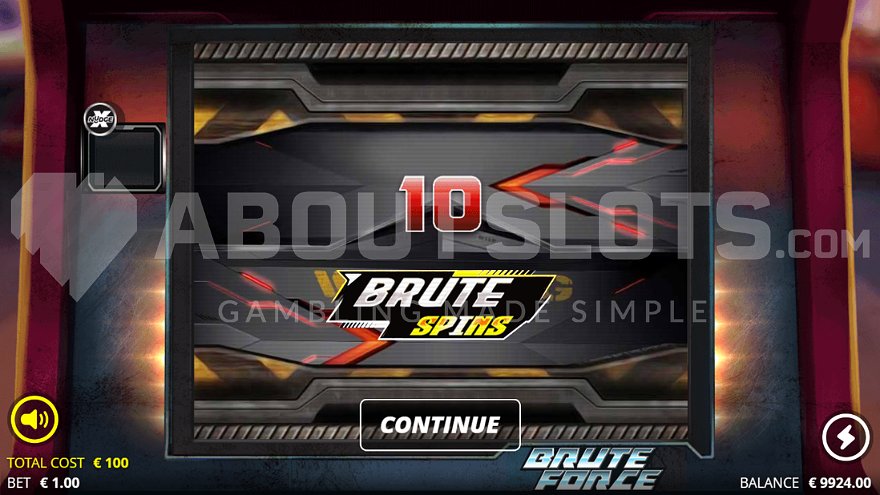 Welcome screen with 10 free spins.