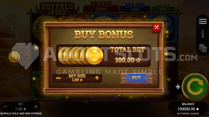 Buffalo Hold & Win Extreme Feature Buy Option