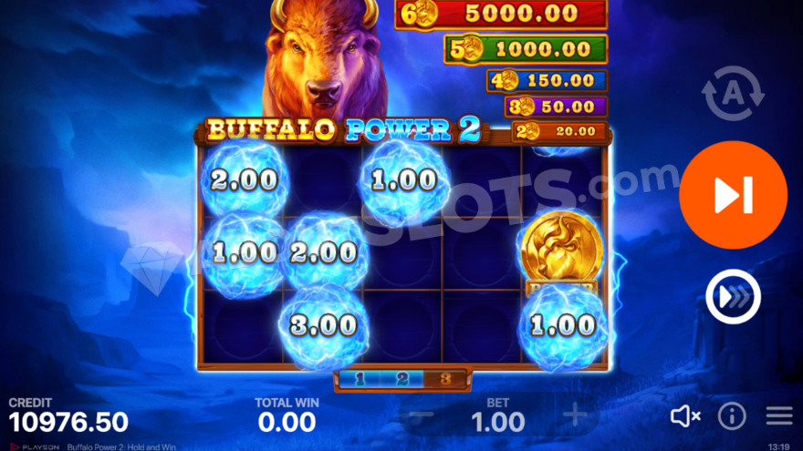 Hold and Win feature with coin symbols on the reels.