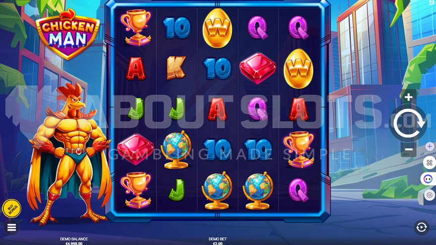 Base game view of the Chicken Man slot.