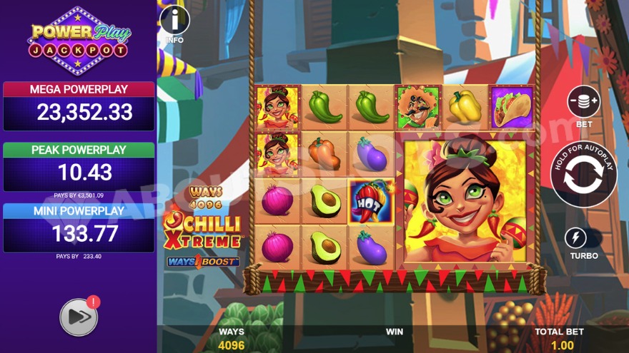 Chilli Xtreme Powerplay Jackpot Slot Game Screen