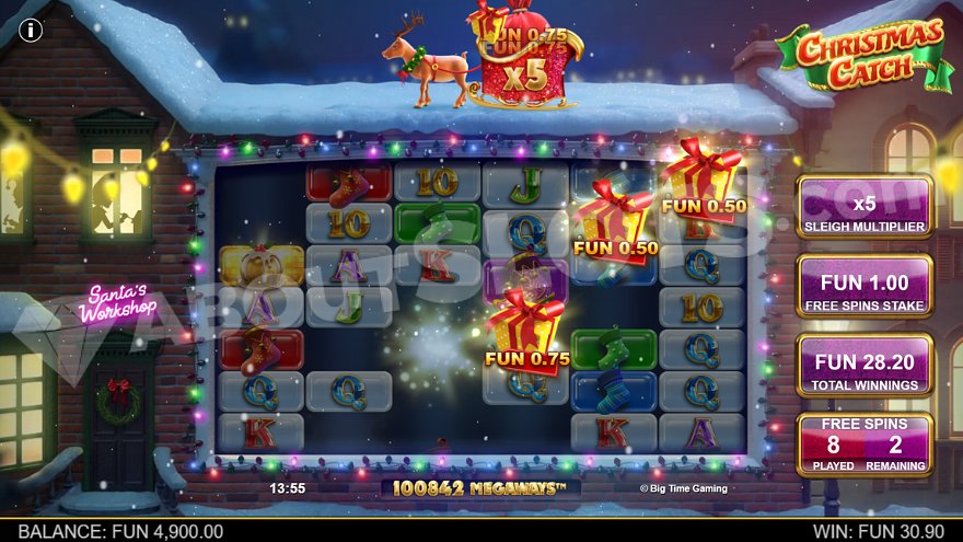 Wild Symbol in Christmas Catch slot game.