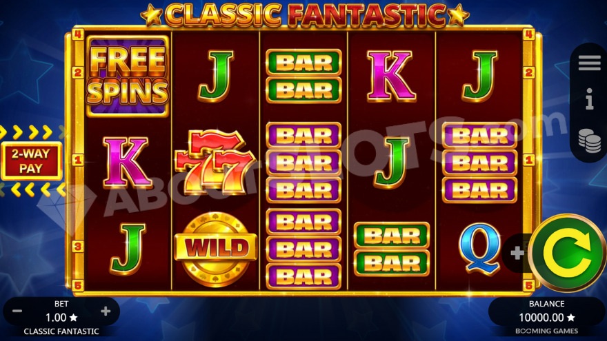 Base game view showing a wild symbol on the second reel.