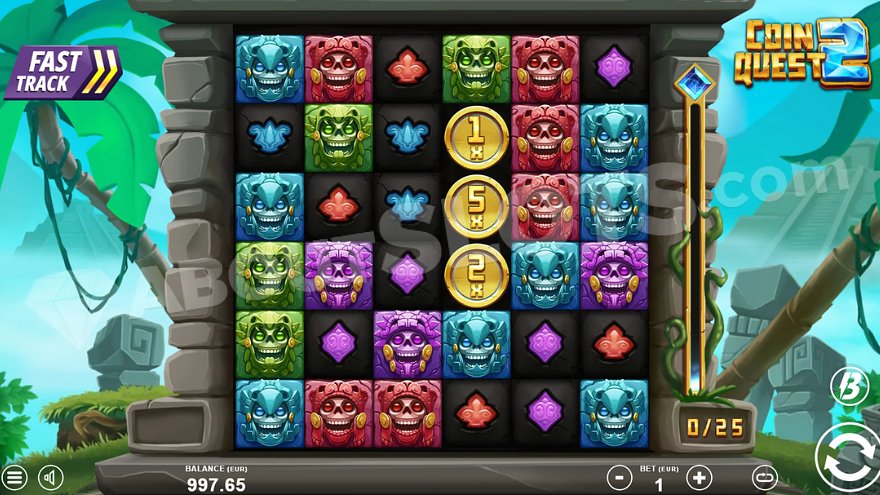 Game field 6x6 in a frame of stone blocks. In the upper left and right corners, two pyramids are partially visible.