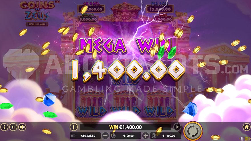 Coins of Zeus: Hold & Win Mega Win Screen
