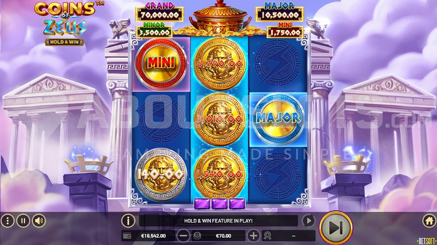 Coins of Zeus: Hold & Win Bonus Game Grid