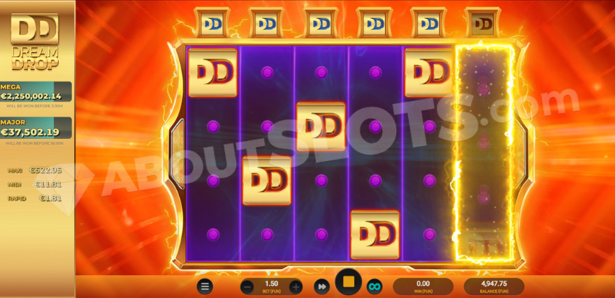 Cosmic Rush Dream Drop jackpot feature activation.