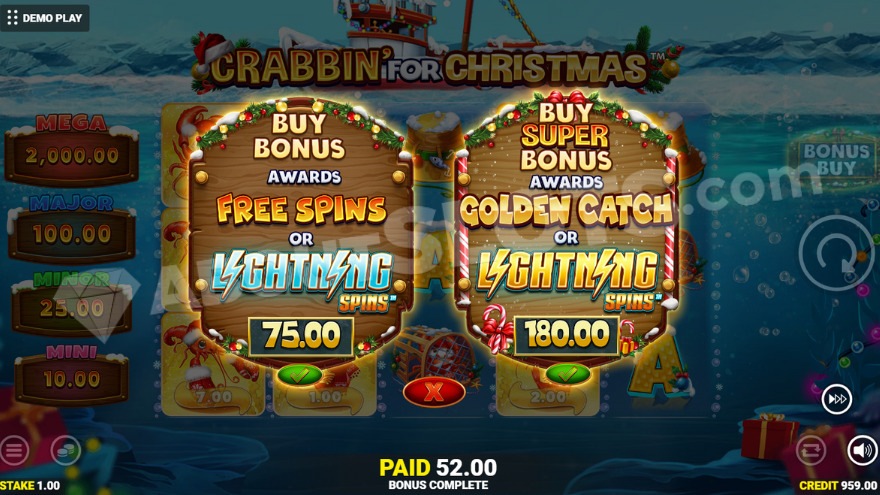 Bonus Buy feature showing two options to choose from.