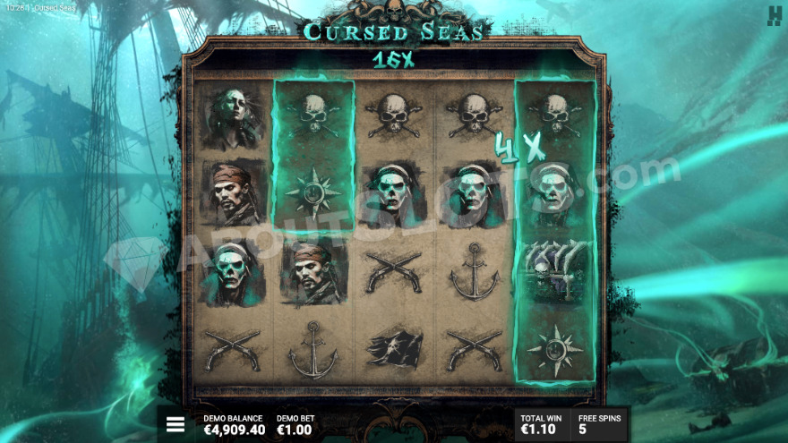 Sunken Treasure Bonus Game with a 16X multiplier.