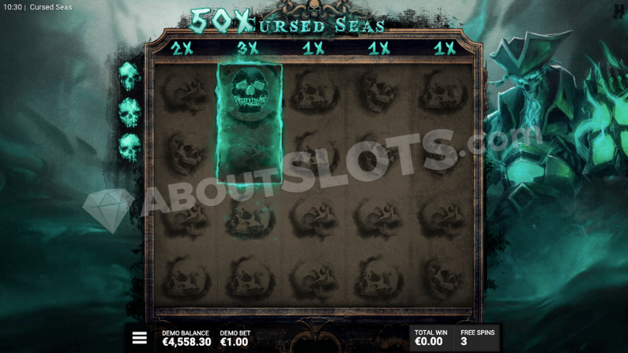 Dead Men Tell No Tales Bonus Game with 3 respins remaining.