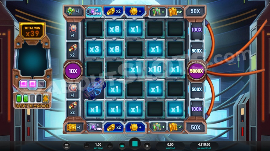 Free Spins bonus game with a current total win of 39X shown on the left.