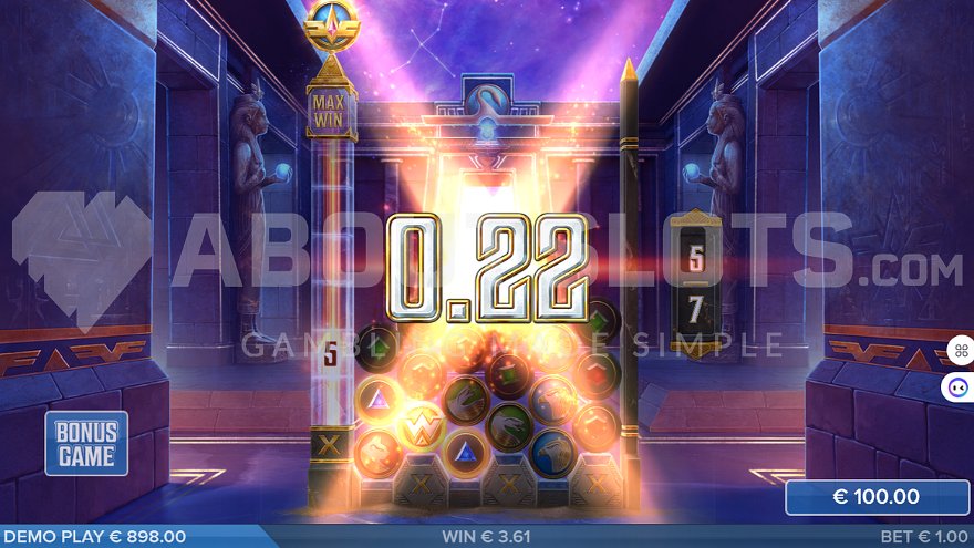 Winning spin sequence in Cygnus 5, showing the fifth out of seven spins.