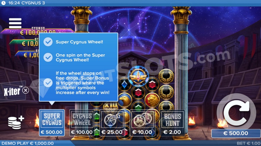 X-iter bonus buy feature with five options.
