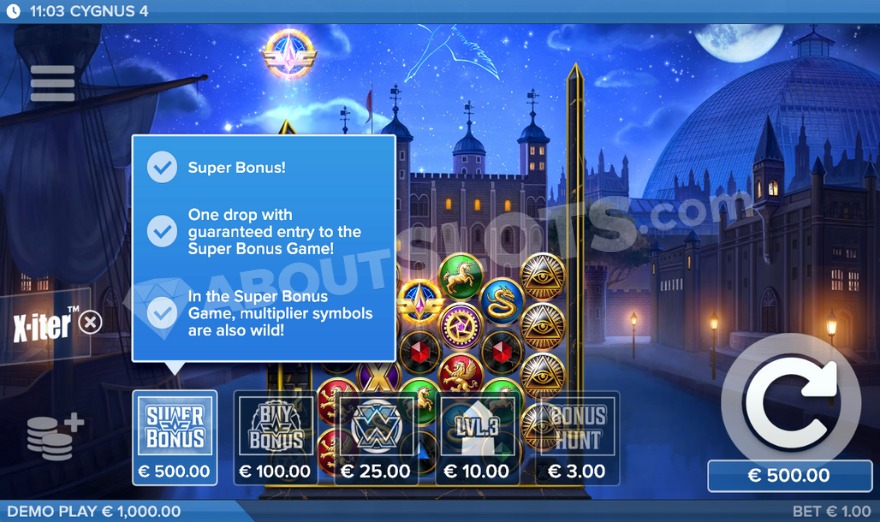 Cygnus 4 X-iter Bonus Buy Options Screenshot
