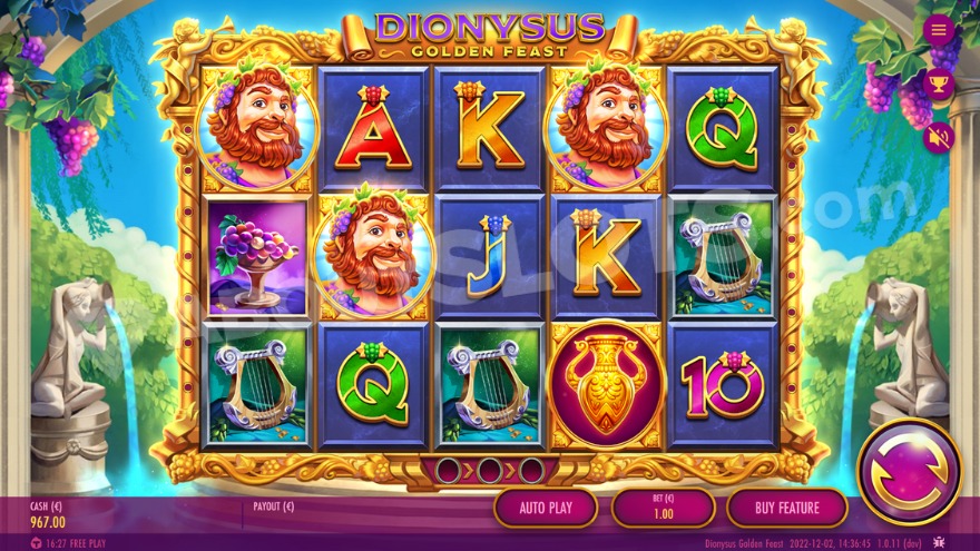 Dionysus Golden Feast Slot Base Game View