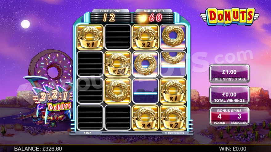 Bonus game round showing 12 free spins currently awarded and a 60X multiplier.