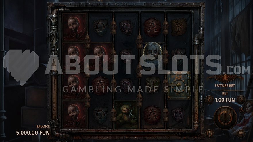 Eerie themed slot machine gameplay.