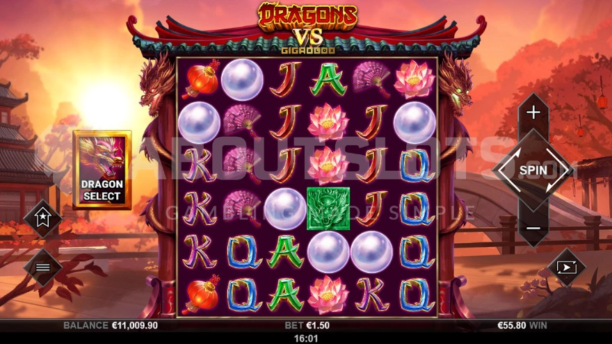 Gameplay of Dragons vs GigaBlox with a sunrise backdrop.
