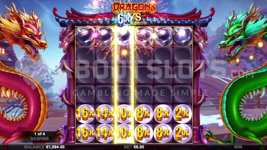 Respins feature activated with a 6X win multiplier.