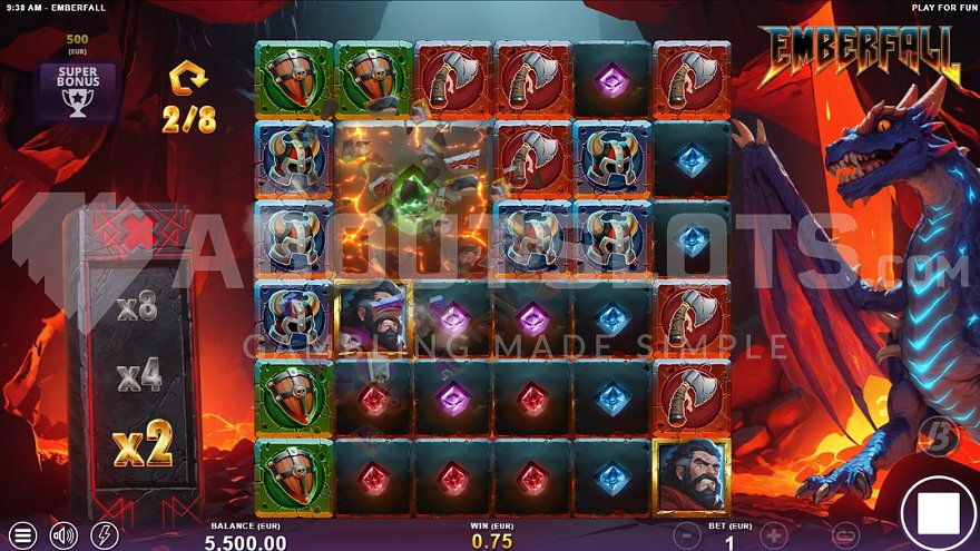 Emberfall slot Super Free Spins feature.