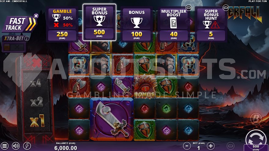 Emberfall slot Feature Buy option.