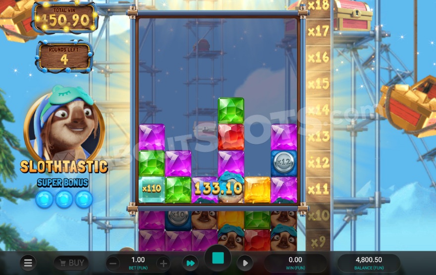 Super Build Bonus feature with a 110X coin symbol on the first reel.