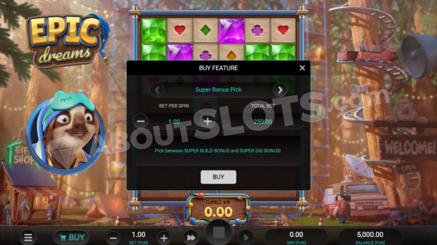 Feature Buy option with a choice between regular and super bonus.