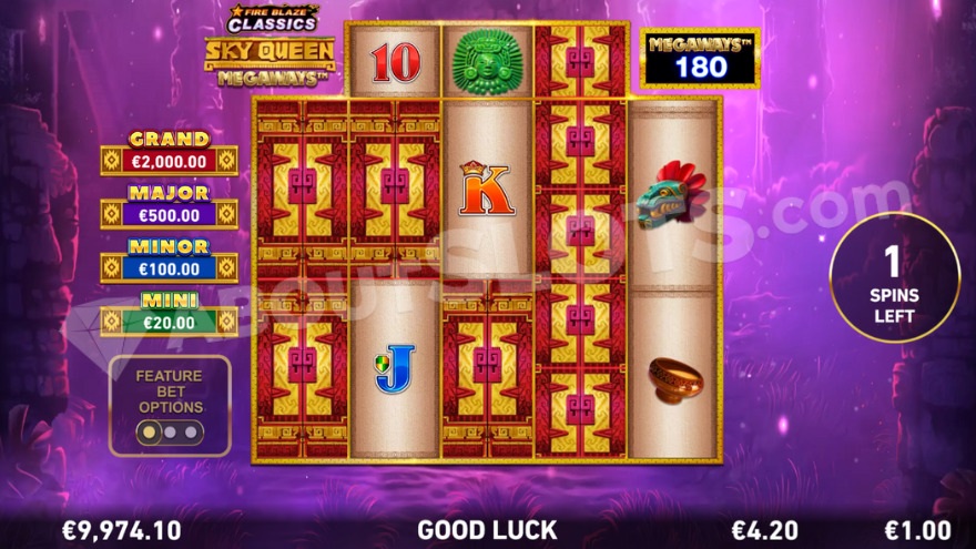 Free spins feature with door symbols on the reels.