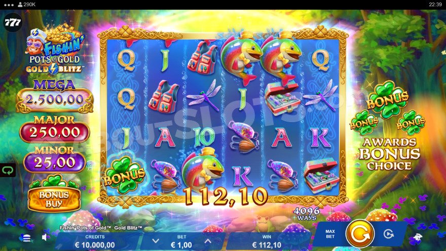 Base game showcasing jackpots on the left.