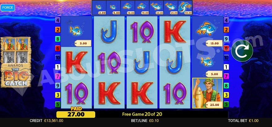 Free Spins Feature in Fishin' Frenzy The Big Catch Jackpot King