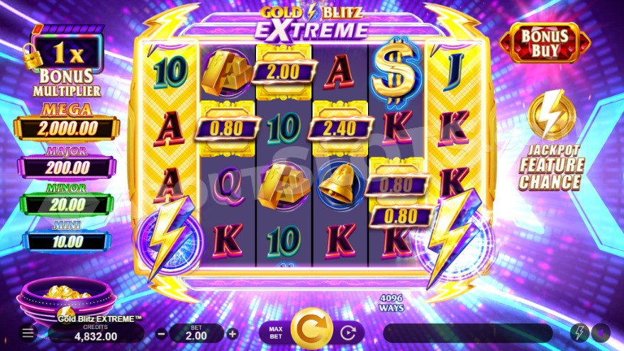 Base game showcasing Jackpots on the left.