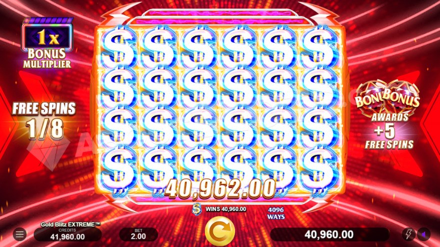 Free Spins feature showing a significant win on the reels.