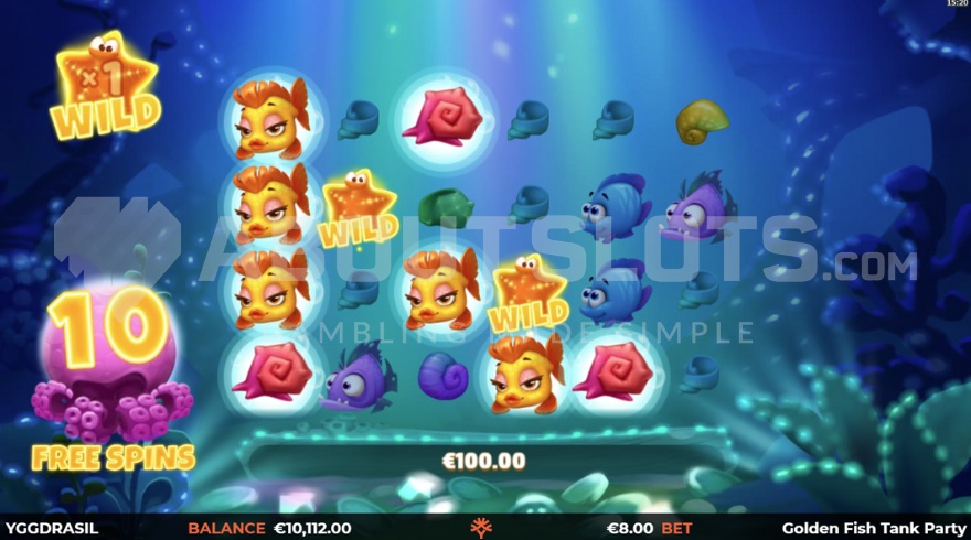 Golden Fish Tank Party Wild Free Spins feature screenshot