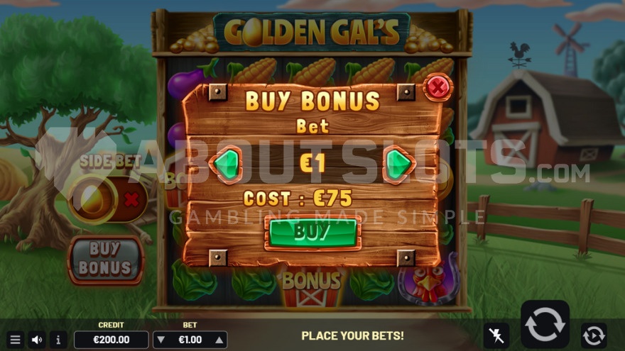 Feature Buy option with the possibility to activate free spins for 75 times the stake.