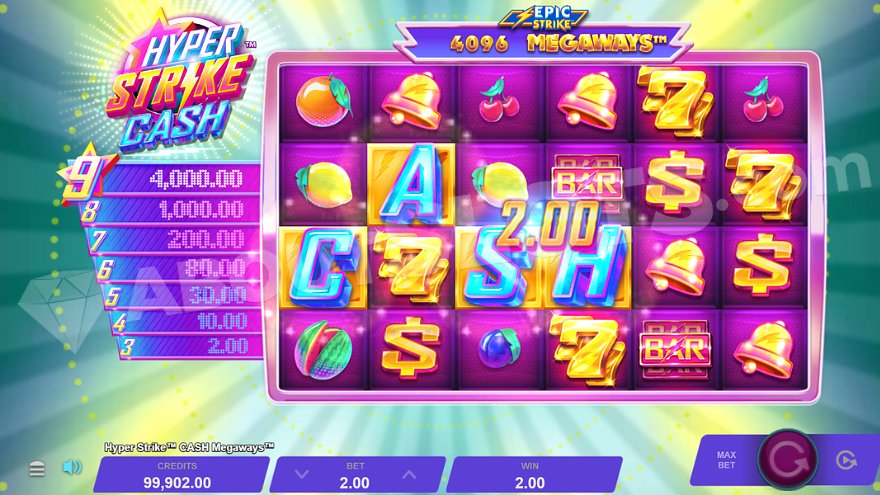 C-A-S-H scatter symbols trigger free spins.