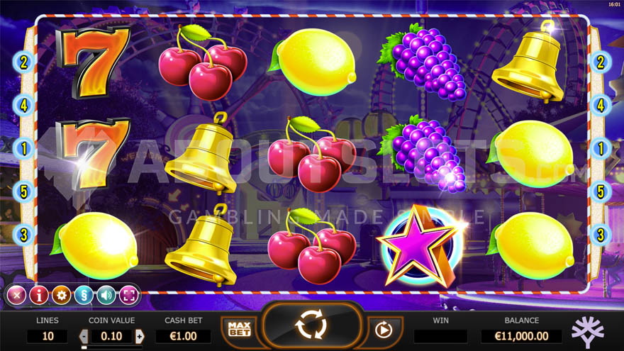 Jokerizer slot base game with high and low pay symbols on a 5x3 grid.