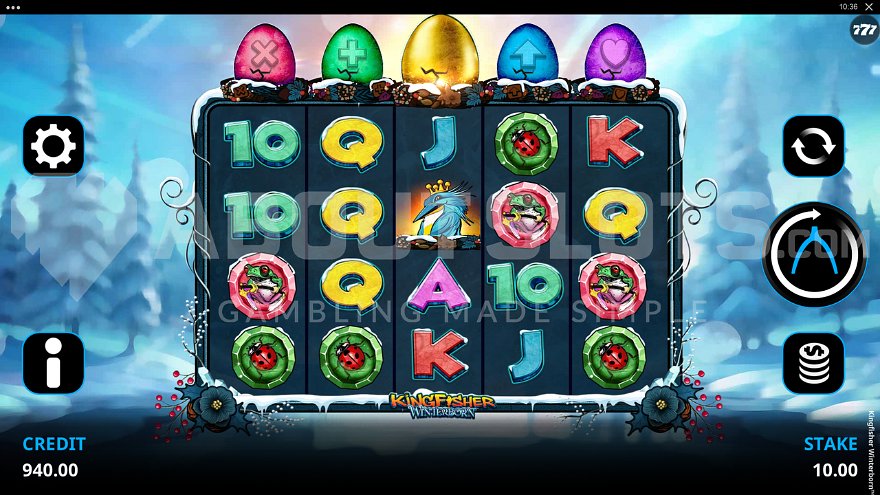 Gameplay in Kingfisher Winterborn slot.