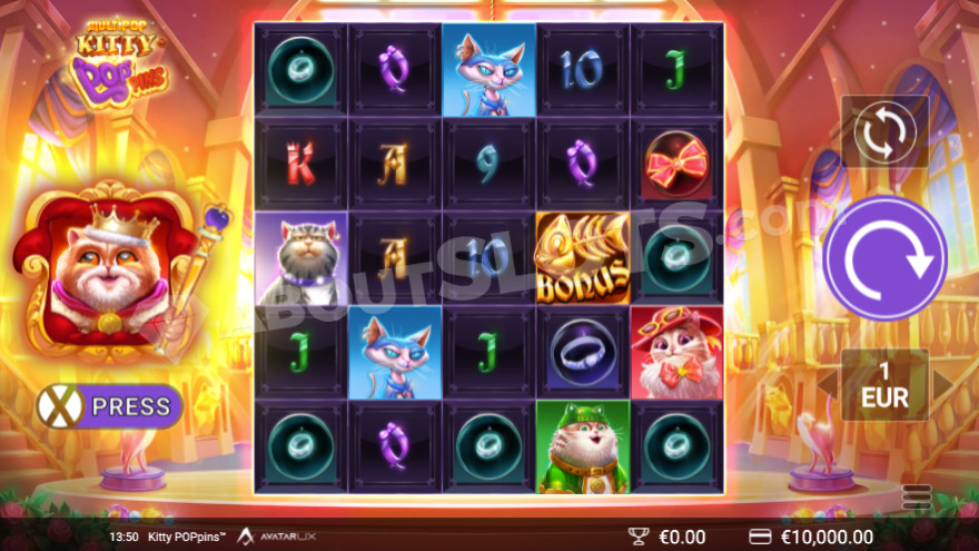 Main game with the King Cat on the left.