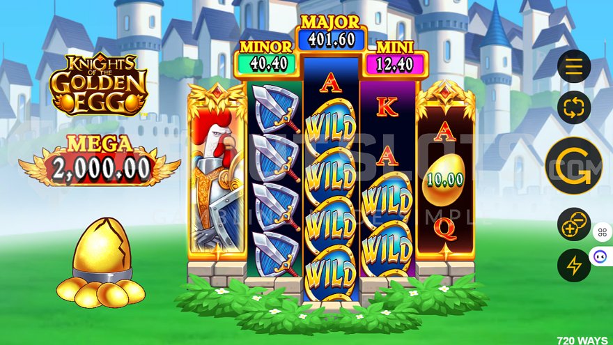 Slot machine on a castle background.
