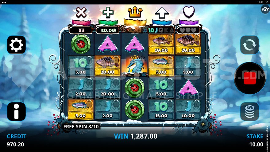 Kingfisher Winterborn free spins feature.