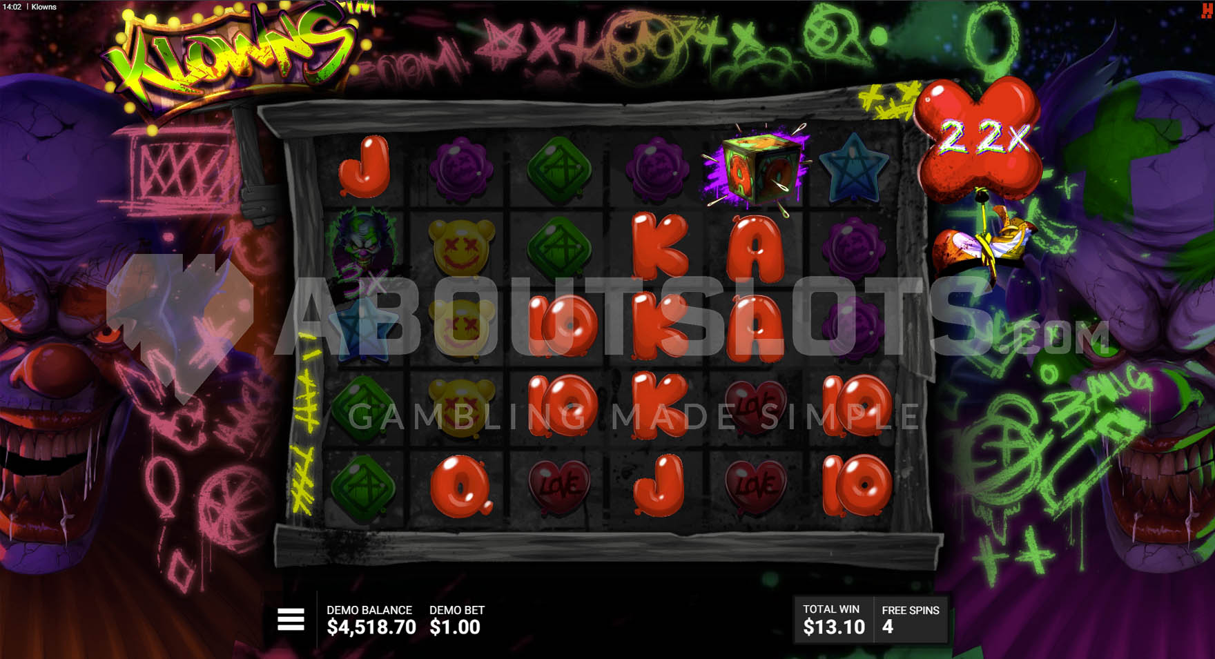 Bonus round in progress with x22 multiplier and Needle Boxes feature activated