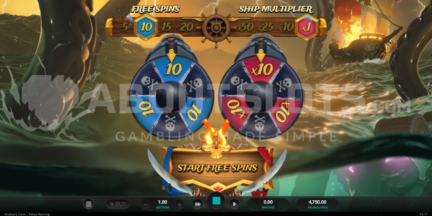 Kraken's Cove Free Spins Doubling Feature Screenshot