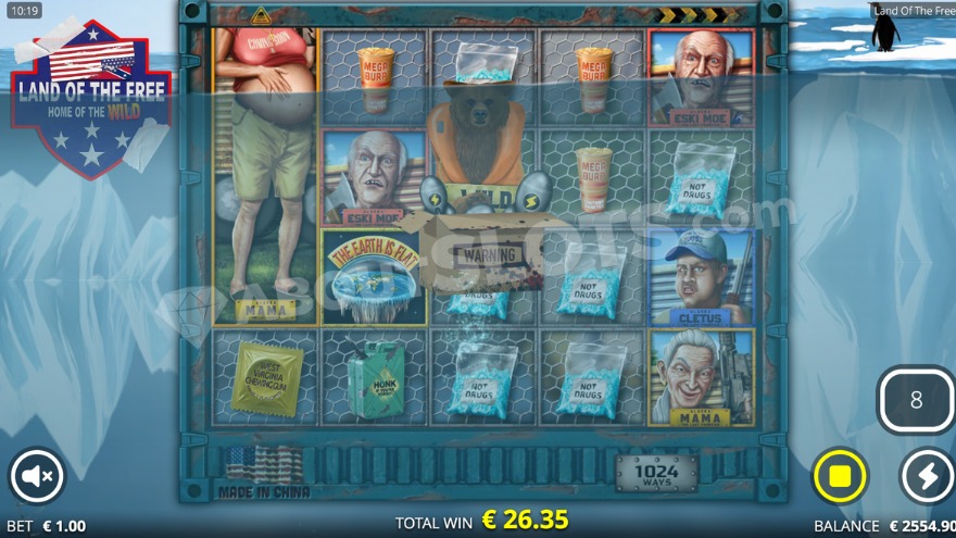 Mr. Split & Chainsaw Feature in Land of the Free Slot