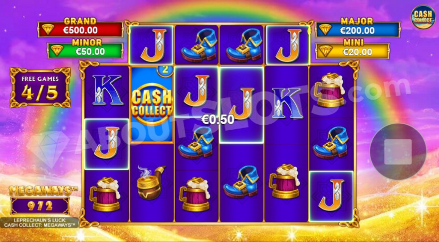 Free Games feature activated with a full line win of J symbols.