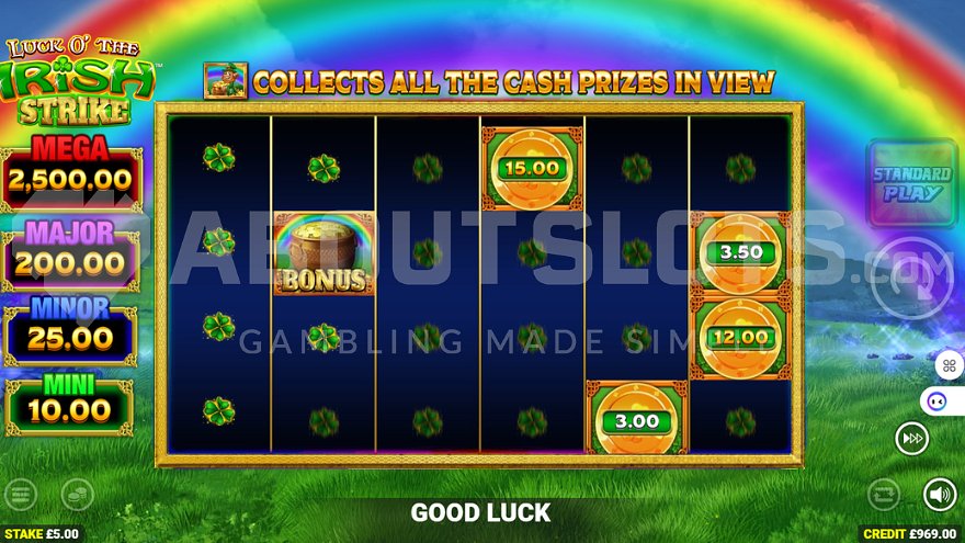 Cash Spins feature in Luck O' the Irish Strike by Blueprint Gaming.
